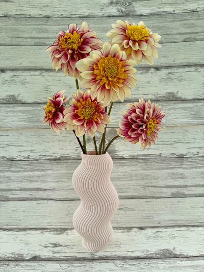 Modern Flower Vase - Wave - Lightweight & Waterproof (9")