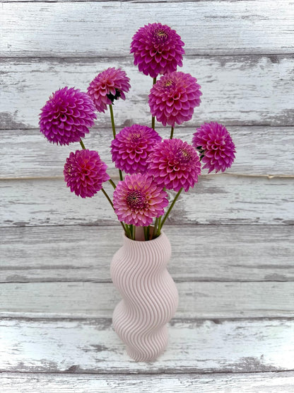 Modern Flower Vase - Wave - Lightweight & Waterproof (9")