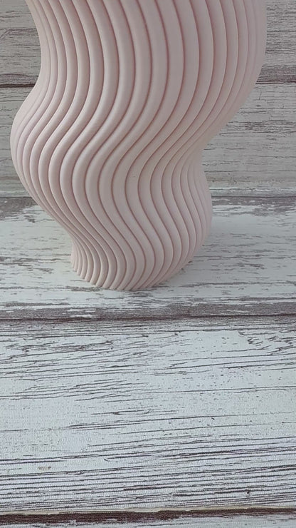 Modern Flower Vase - Wave - Lightweight & Waterproof (9")